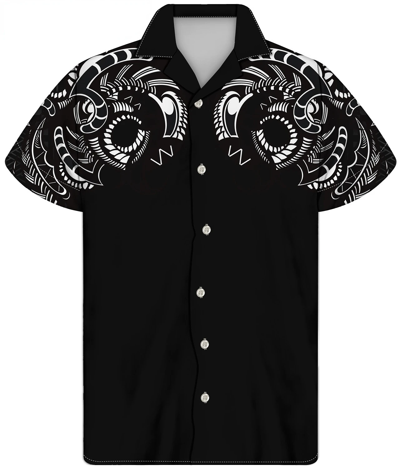 

2023 Green Polynesian Tribal Print Beach Shirt Men's Summer Casual Loose Top Breathable Tunic Fashion Clothes Oversize Tees