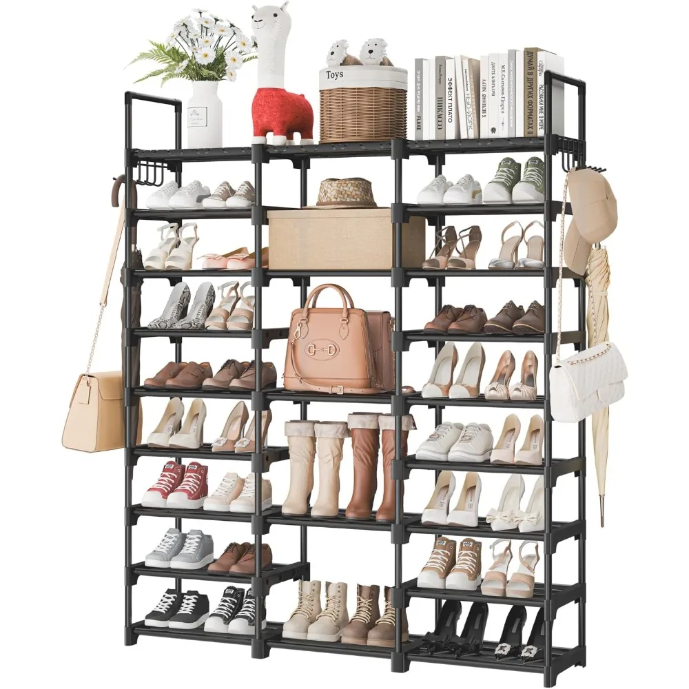 

Shoe Rack - 9 Tier Tall Shoe Rack Storage 50-55 Pairs Shoes and Boots Sturdy Metal Shoe Shelf Space Saving Vertical Organizer