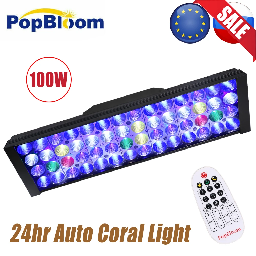 PopBloom-Marine Aquarium Light with Timer, 100Watts, Full Spectrum, 50-70cm, 24 ", SPS, LPS, Coral Reef, Fish Tank LED
PopBloom-Marine Aquarium Light with Timer, 100Watts, Full Spectrum, 50-70cm, 24 ", SPS, LPS, Coral Reef, Fish Tank LED
