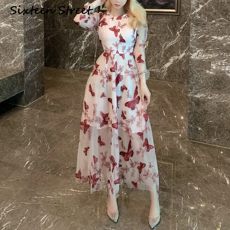 Butterfly Embroidery Mesh Dress Women Fall New Fill-sleeve Vintage O-neck Vestidos Maxi Party Dresses Spring Female Clothing
Butterfly Embroidery Mesh Dress Women Fall New Fill-sleeve Vintage O-neck Vestidos Maxi Party Dresses Spring Female Clothing