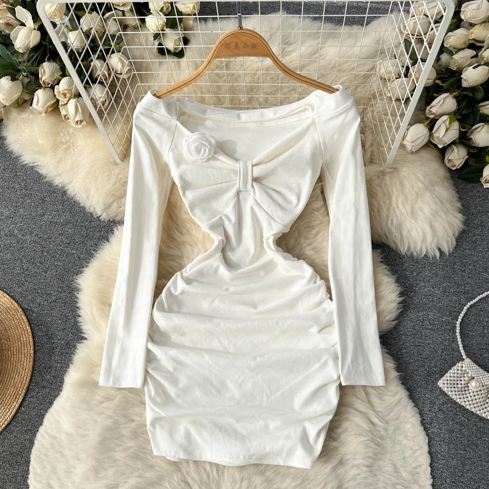 

Elegant Women Dresses French Style V-Neck High Waist Mini Dress Temperament Folds Party Vestidos 2023 New