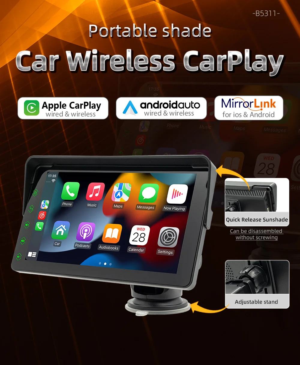 Wireless carplay car Bluetooth player FM transmits high-definition reversing image 7-inch portable car MP5
Wireless carplay car Bluetooth player FM transmits high-definition reversing image 7-inch portable car MP5