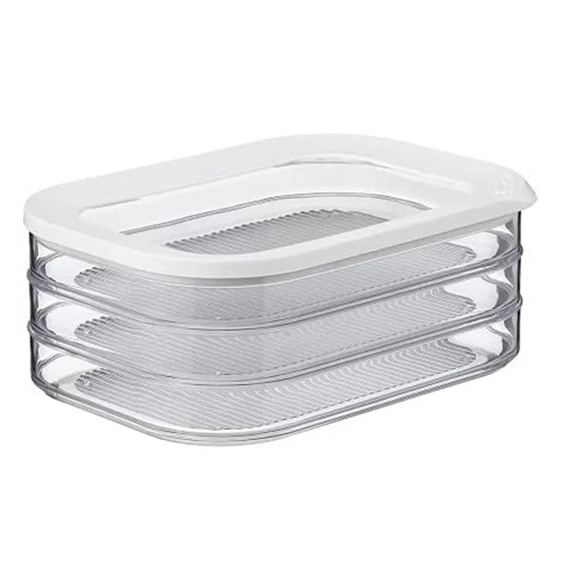 

1.6L with 3 Tier Meat Pieces Storage Box Airtight Lid Dishwasher Safe 3Layer Crisper