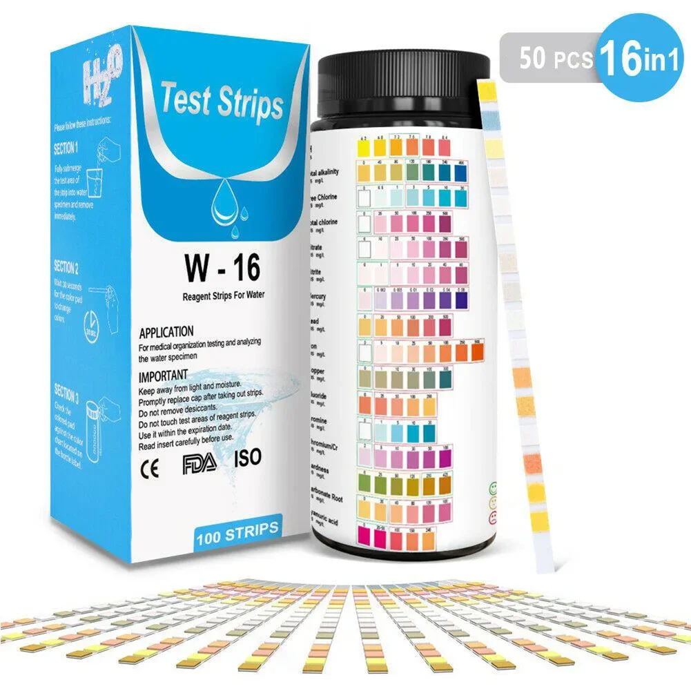 16 In 1-Drinking Water Test /Kit Strips Home Water Quality Test Swimming Pool Spa Water Test Strips Nitrate Nitrite PH Hardness/
16 In 1-Drinking Water Test /Kit Strips Home Water Quality Test Swimming Pool Spa Water Test Strips Nitrate Nitrite PH Hardness/