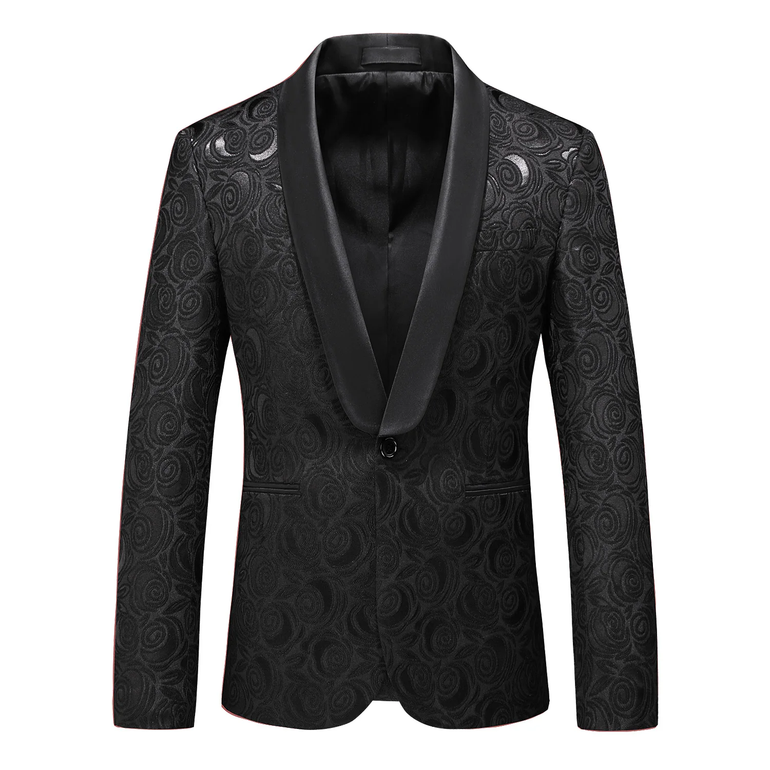 

Men Fashion Slim Fit Suit Jacket Skinny Tuxedo Casual Blazer Floral Jacquard Shawl Lapel Costume Wedding Party Prom mens blazers