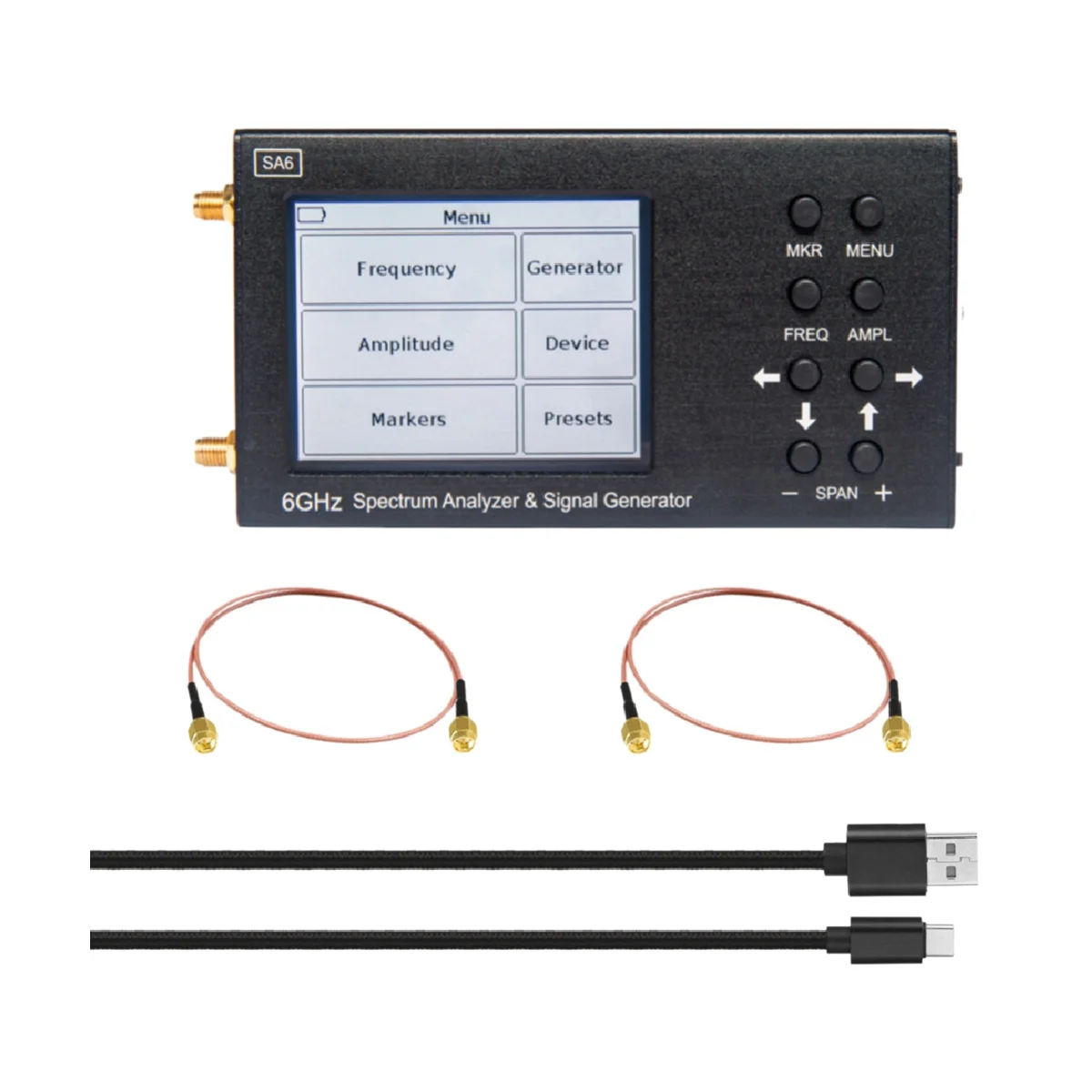 Portable 6GHz Spectrum Analyzer SA6 Signal Generator Wi-Fi 2G 4G LTE CDMA GSM Beidou GP
Portable 6GHz Spectrum Analyzer SA6 Signal Generator Wi-Fi 2G 4G LTE CDMA GSM Beidou GP