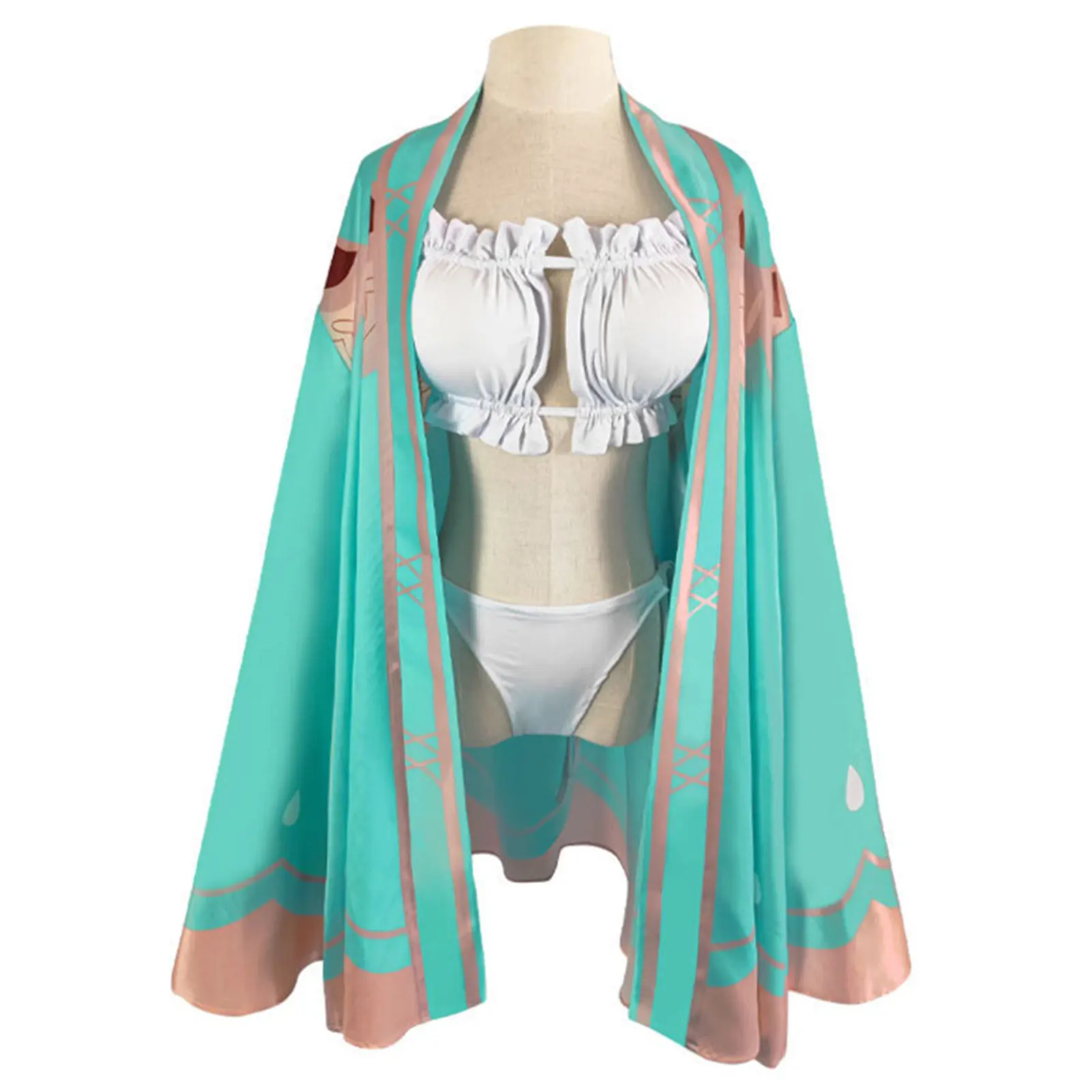 

Genshin Impact Venti Barbatos Swimsuit Cosplay Costume Venti Swimwear Cloak Outfits Summer Beach Bikini Full Set Bathing Suit