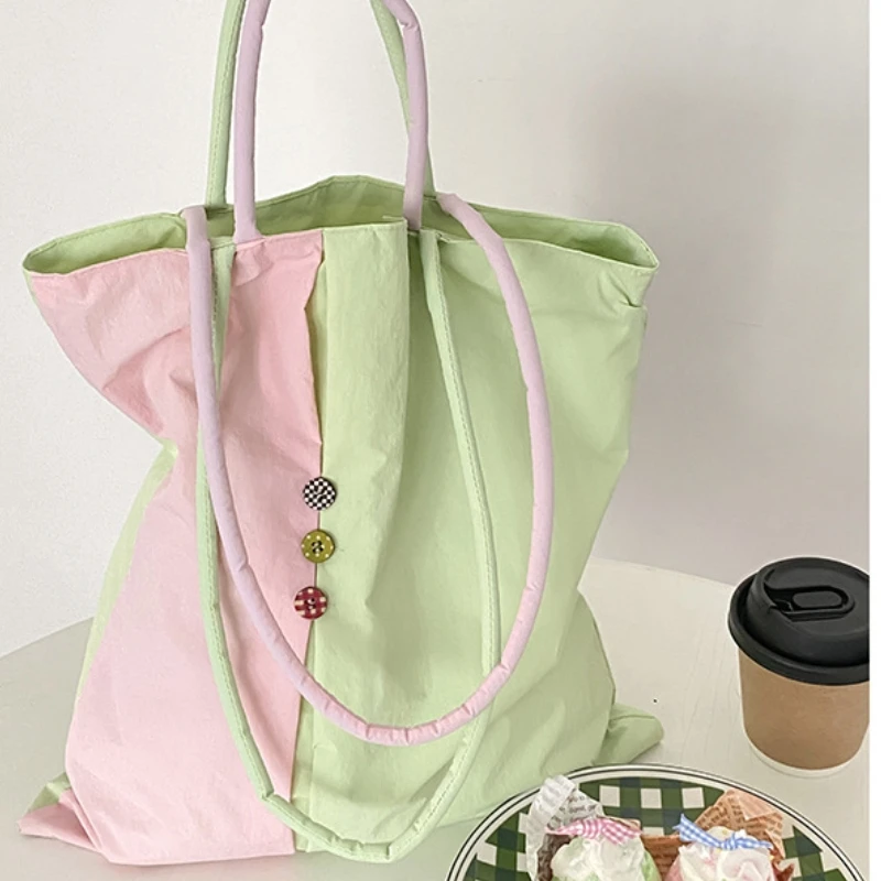 Summer Large Capacity Candy Color Tote Bag Pink Green Contrast Light Weight Shoulder Bag Sweet Girls Causal Handbag Sac A Main
Summer Large Capacity Candy Color Tote Bag Pink Green Contrast Light Weight Shoulder Bag Sweet Girls Causal Handbag Sac A Main