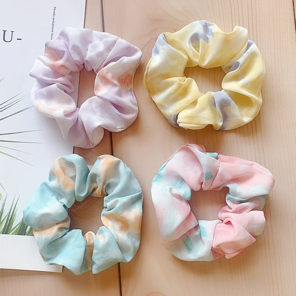 

New Hair Accessories Hair Bands Girls Elastic Ponytail Holder Cloth Hair Ropes Tie Dye Scrunchies Rubber Bands
