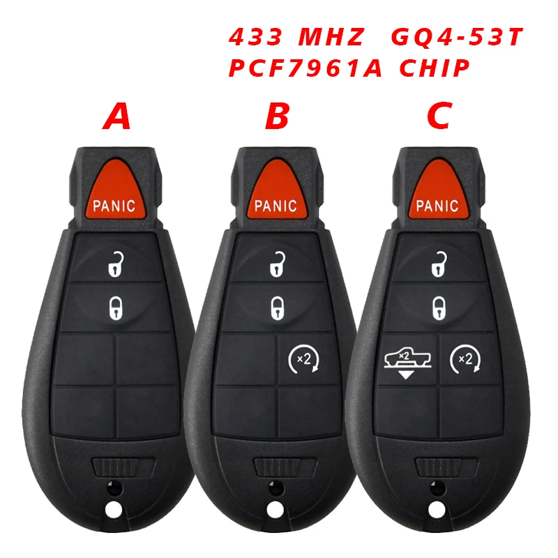 

CN087061, вторичный рынок, 3/4/5 кнопок, стандартный дистанционный ключ для Dodge RAM 1500, 2500, 3500, 4500, 2013, 2018-433, МГц, чип PCF7961A