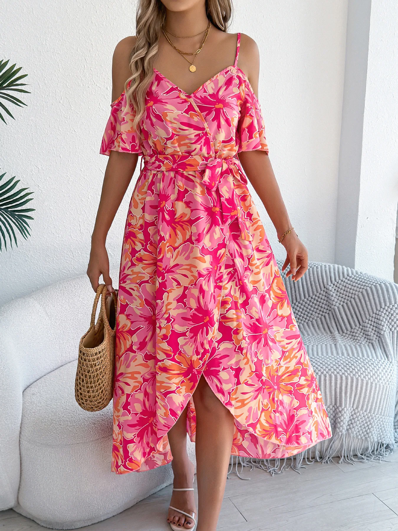 VigoCasey 2025 Summer Sexy Print Long Dress Women Off Shoulder Short Sleeve Clud Dress Lady Casual Cross V Neck Tight Dresses 34 S6b908738292b4fdba20753a9a92092a55