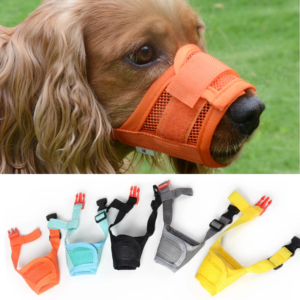 

Dog Nylon Muzzle Adjustable Mesh Breathable Mouth Muzzles For Dogs Anti Biting Chewing Pet Training Accessories Pet Mouth Mask
