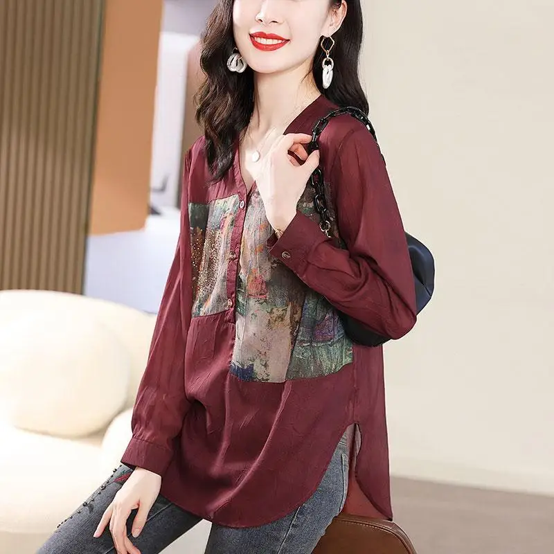 Summer New Fashion Printed Spliced V-Neck Button Shirt 2023 Women's Clothing Casual All-match Long Sleeve Thin Blouse Female
Summer New Fashion Printed Spliced V-Neck Button Shirt 2023 Women's Clothing Casual All-match Long Sleeve Thin Blouse Female
