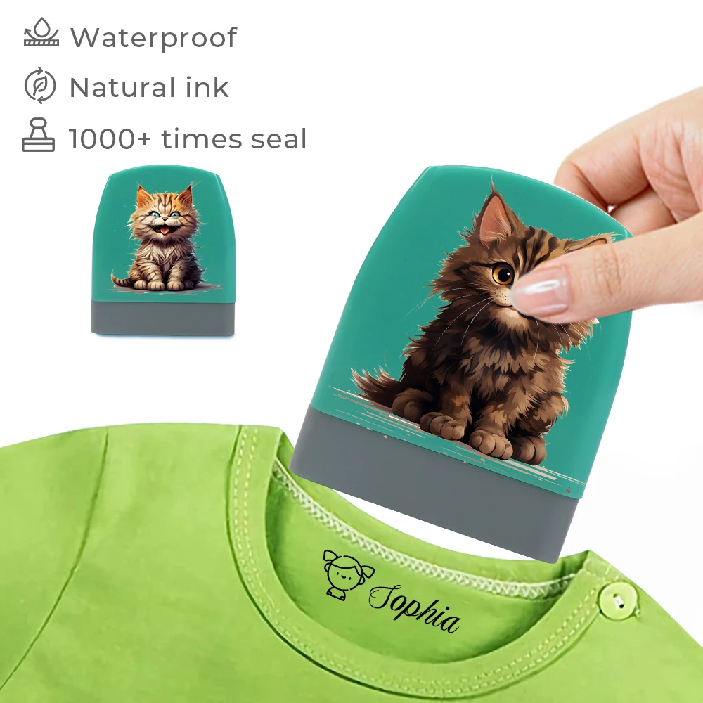 

Funny Kitten Personalized Name Stamps Are Suitable For Kids To Customize Clothes игрушки Sellos Para niños Infantiles