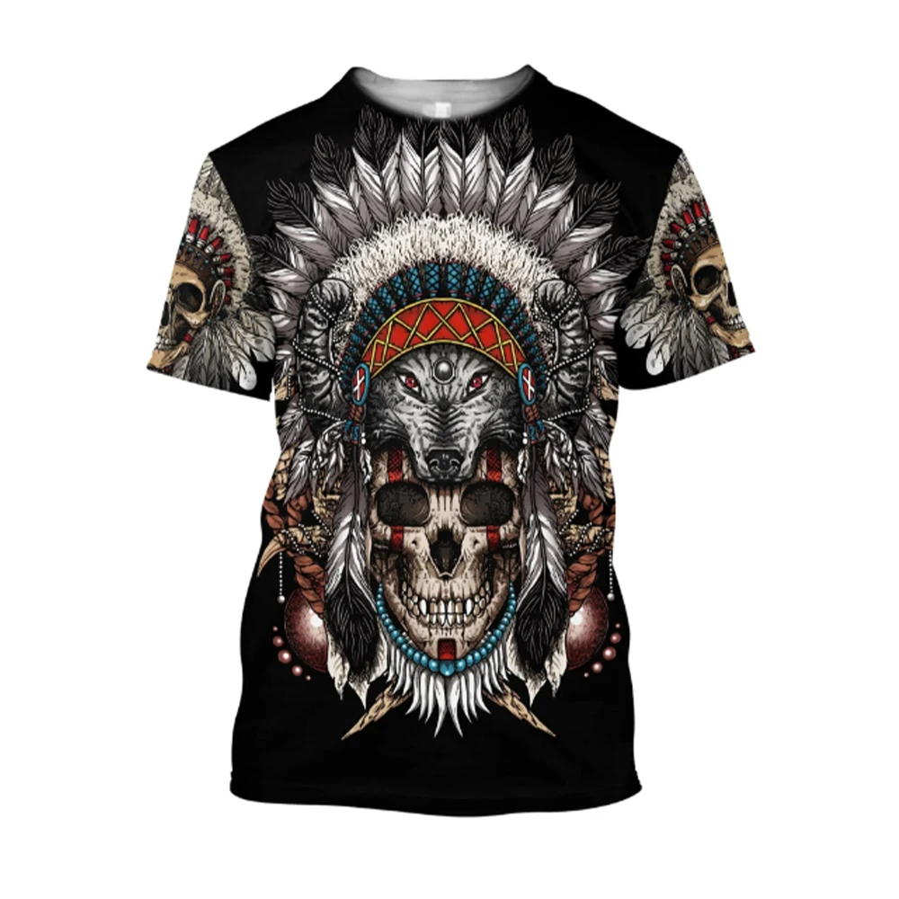 2023 Summer Short sleeved Fashion Retro T-shirt 3D Printed Indian Wolf Head Hat Pattern T-shirt Men's Outdoor Round Neck T-shirt
2023 Summer Short sleeved Fashion Retro T-shirt 3D Printed Indian Wolf Head Hat Pattern T-shirt Men's Outdoor Round Neck T-shirt
