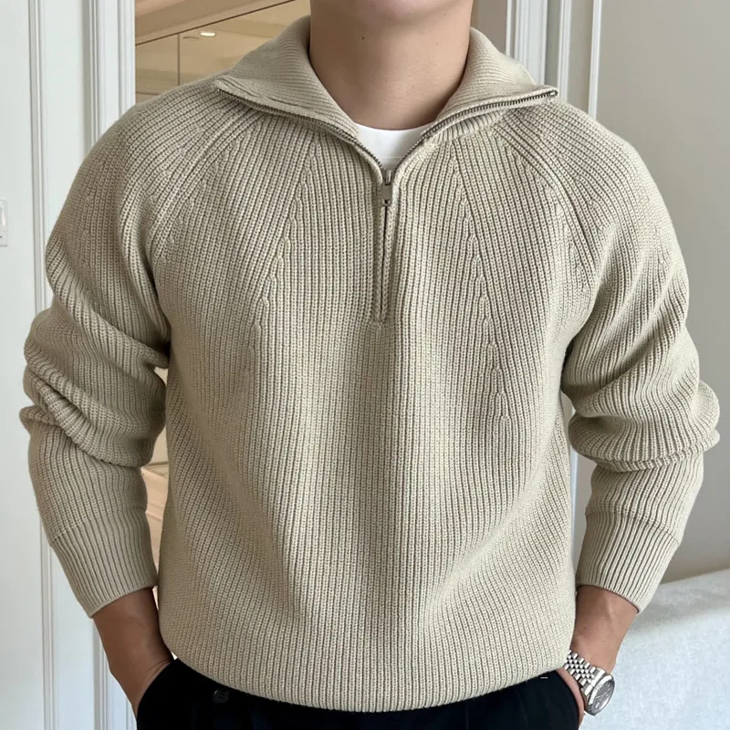 High Quality Retro Solid Color Casual Zipper High Neck Knitted Sweater For Men Slim Fit Homme Men Winter Sweater Polo Sweater
High Quality Retro Solid Color Casual Zipper High Neck Knitted Sweater For Men Slim Fit Homme Men Winter Sweater Polo Sweater