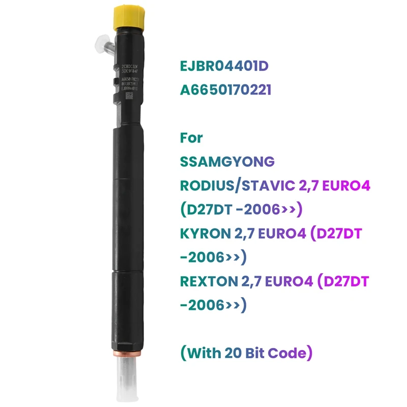 Новый инжектор дизельного топлива EJBR04401D A6650170221 (с 20-битным кодом) для Ssangyong Kyron Rexton Rodius 2,7 Xdi D27DT 2006 + запчасти 
Новый инжектор дизельного топлива EJBR04401D A6650170221 (с 20-битным кодом) для Ssangyong Kyron Rexton Rodius 2,7 Xdi D27DT 2006 + запчасти