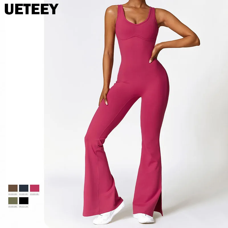 

Yoga Jumpsuits Women 2023 Flared Pants Rompers Fitness Sets Gym Overalls Clothing Workout Outfits Sport Suits Femme Mono Mujer