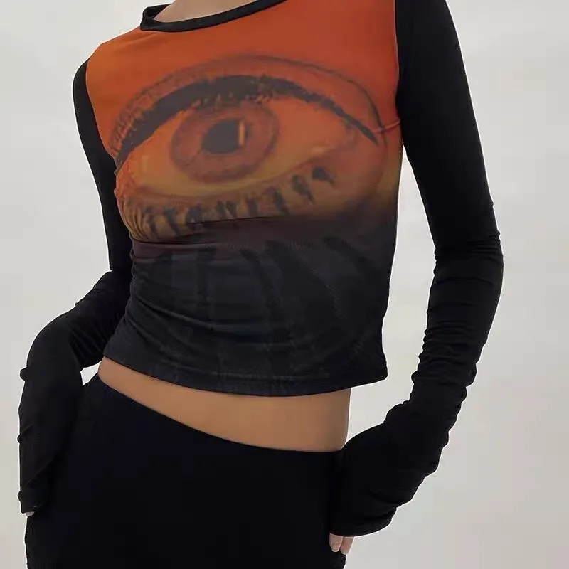 Autumn Ins Unique Personality Y2K Millennium Spice Girl Eyes Printed Navel Blouse Long-Sleeved T-Shirt Woman
Autumn Ins Unique Personality Y2K Millennium Spice Girl Eyes Printed Navel Blouse Long-Sleeved T-Shirt Woman