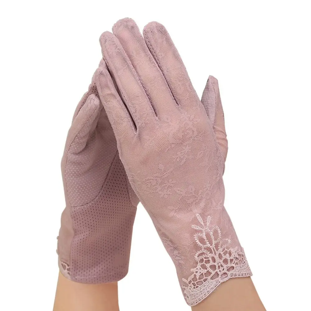

Flower Sunscreen Gloves Breathable Mesh Anti-Slip Sun Protection Gloves Touch Screen Mittens Lace Gloves Women Summer