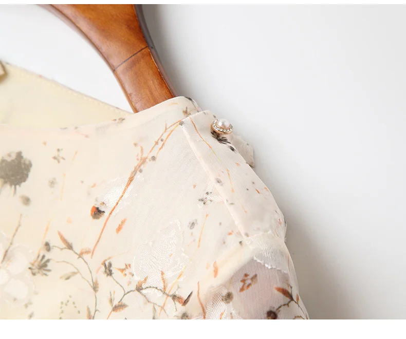 EVNISI Chic Floral Printing Women Chiffon Dress O-Neck Elegant Apricot Office A-LINE Dresses Fairy For Women Slim Party Vestido EVNISI Chic Floral Printing Women Chiffon Dress O-Neck Elegant Apricot Office A-LINE Dresses Fairy For Women Slim Party Vestido