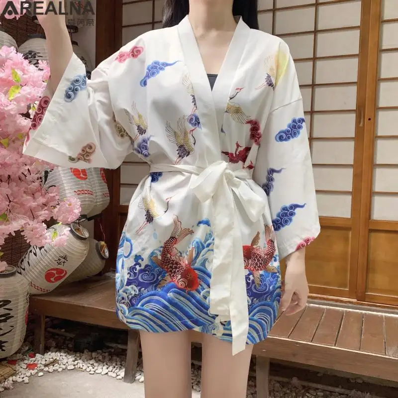 Japanese Kimono Sunscreen clothing Crane Carp Anime Kimono Shirts Women Samurai Haori Hombre Yukata Man Cardigan Shirt with belt
Japanese Kimono Sunscreen clothing Crane Carp Anime Kimono Shirts Women Samurai Haori Hombre Yukata Man Cardigan Shirt with belt