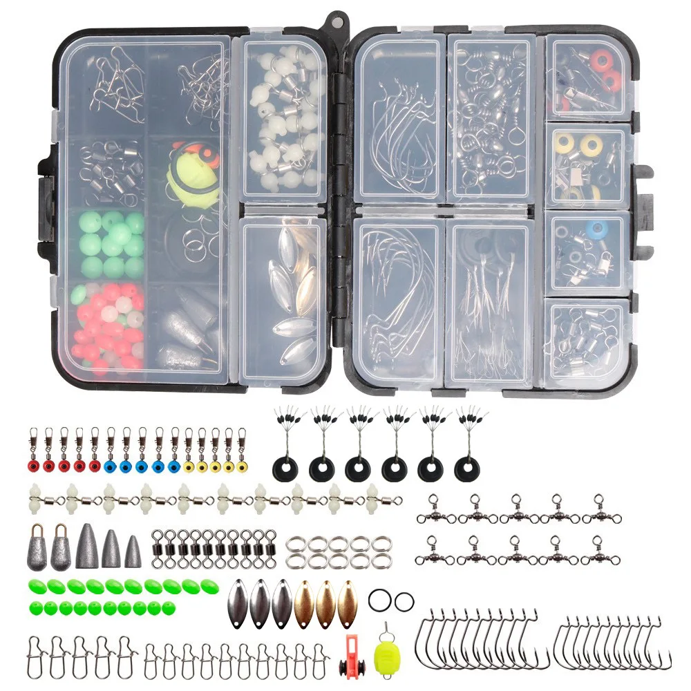 183 pcs Fishing Tackle Kits, Fishing Gear, Fishing Lures, Fishing Accessory Kit w/Tackle Box, Hooks/Weights/Sinkers & Rig
183 pcs Fishing Tackle Kits, Fishing Gear, Fishing Lures, Fishing Accessory Kit w/Tackle Box, Hooks/Weights/Sinkers & Rig