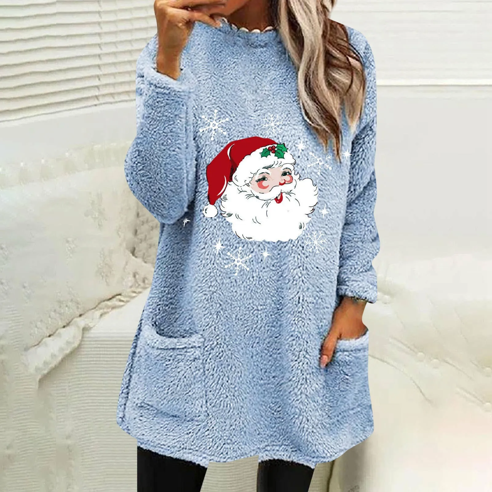 Women Double Velvet Autumn And Winter Christmas Printed Round Neck Loose Casual Long Sleeved Pocket Velvet Pocket Hole
Women Double Velvet Autumn And Winter Christmas Printed Round Neck Loose Casual Long Sleeved Pocket Velvet Pocket Hole
