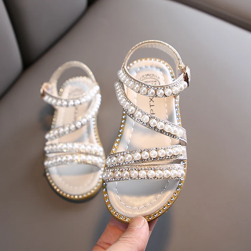 

Girls Sandals 2022 Summer New Fashion Baby Little Girl Princess Shoes Soft Bottom Rhinestone Beach Sandal Sandalias Para Bebe