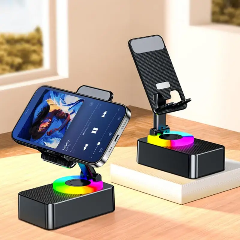 

Universal Phone Stand holder With BT Wireless Speaker Portable 360 Degree Rotation 4 in 1 Stand for mobile phones tablets