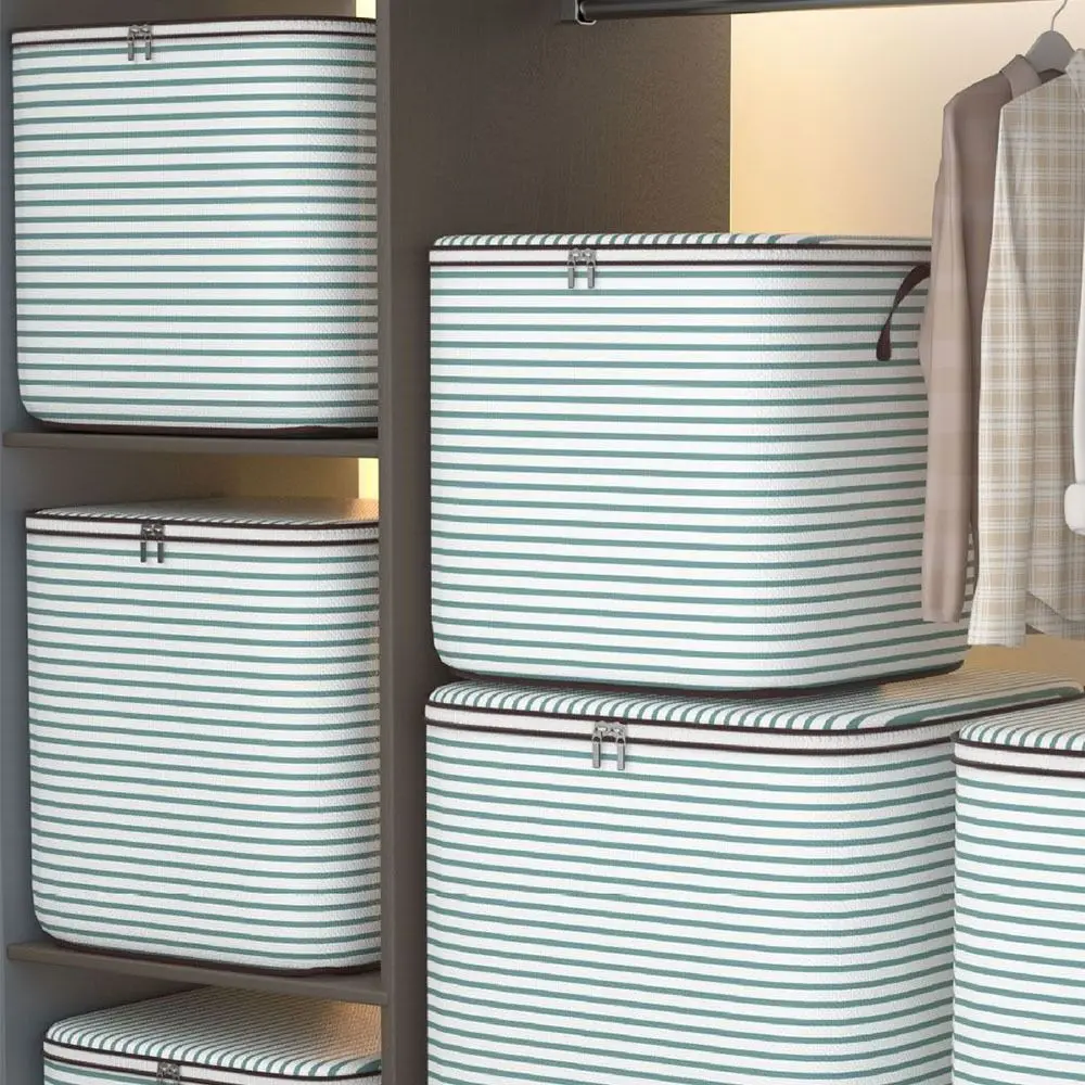 Foldable Quilt Storage Bag Large Capacity with Handles Stripe Clothes Storage Bins Dust-proof Closet Organizer
Foldable Quilt Storage Bag Large Capacity with Handles Stripe Clothes Storage Bins Dust-proof Closet Organizer