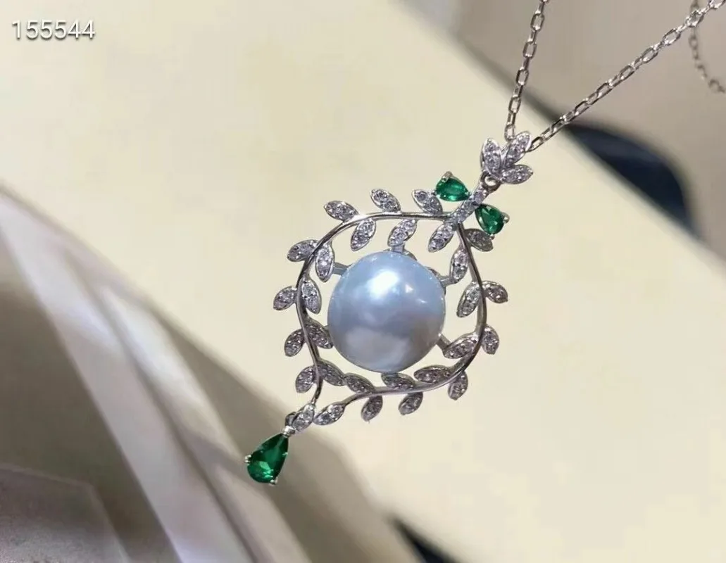 

elegant 10-11mm south sea round white pearl pendant 925s silver 925 jewelry necklaces clover necklace necklace for women