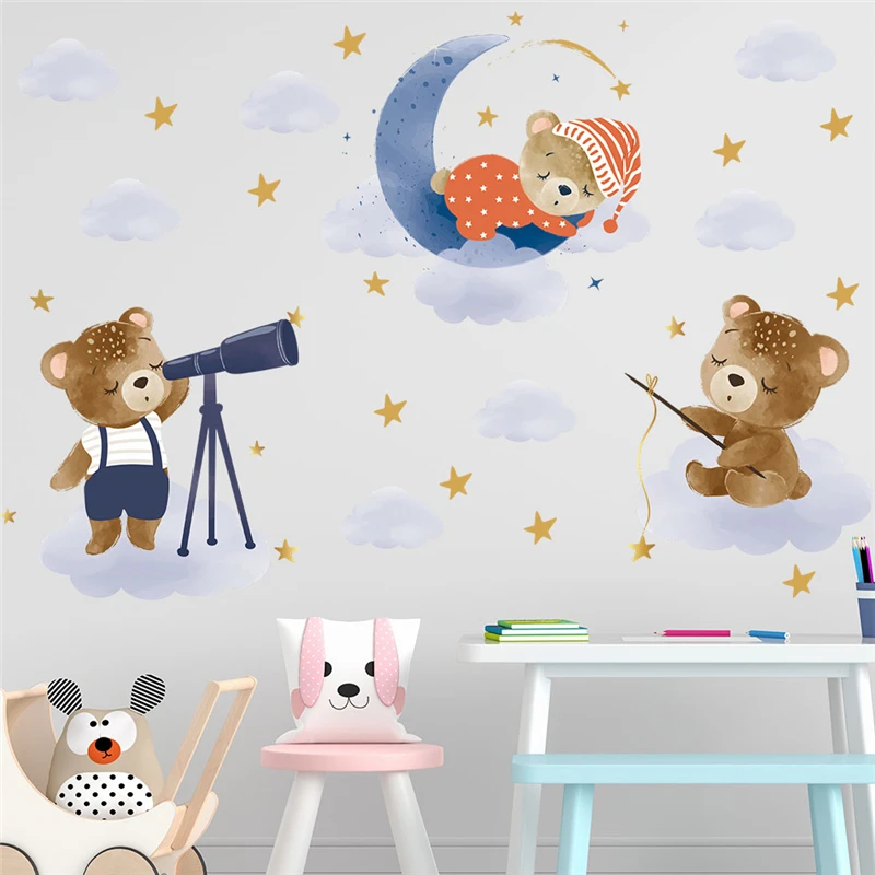 Lovely Bear With Moon Cloud Balloon Wall Sticker For Home Decoration Diy Animals Murals Art Kids Bedroom Decals Pvc Poster
Lovely Bear With Moon Cloud Balloon Wall Sticker For Home Decoration Diy Animals Murals Art Kids Bedroom Decals Pvc Poster