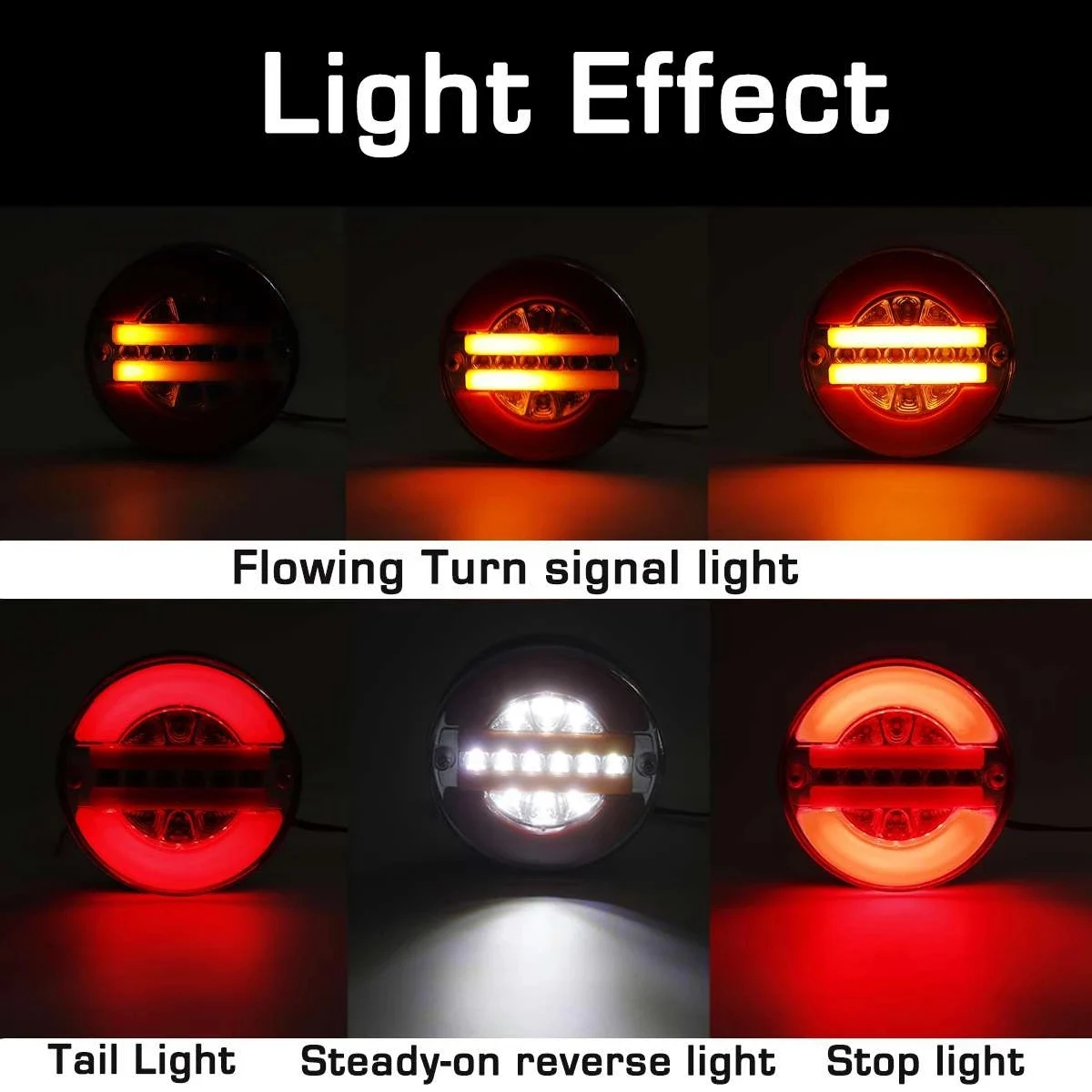 4 Inch Trailer Dynamic Tail Light 24V LED Truck Brake Light LED Round Water Hamburger for Cars, Boats, Buses, Caravans
4 Inch Trailer Dynamic Tail Light 24V LED Truck Brake Light LED Round Water Hamburger for Cars, Boats, Buses, Caravans
