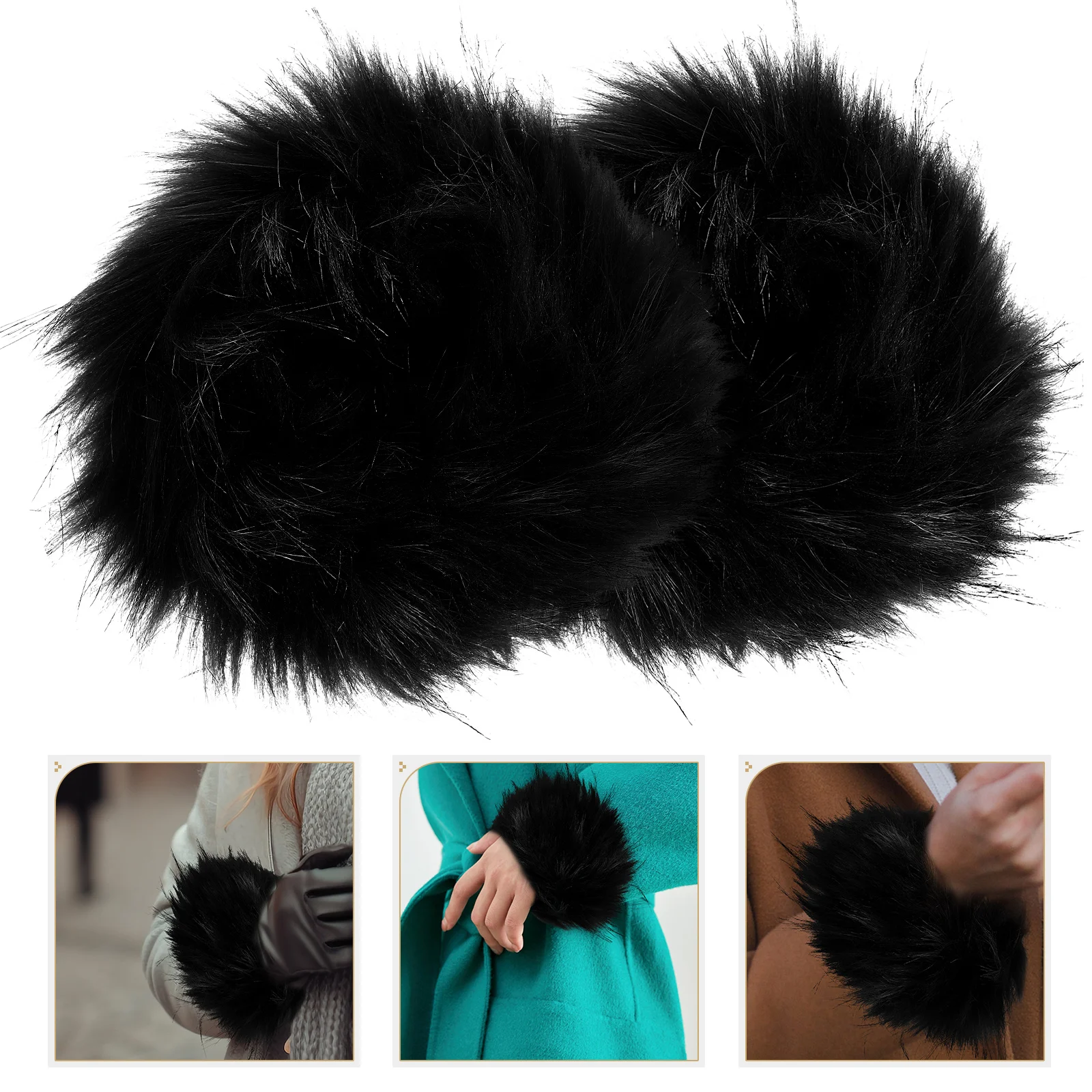 

Fur Cuff Covers Furry Arm Cuffs Women Fuzzy Wrist Winter Fluffy Handcuffs for Warm Clothing Accessory