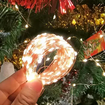 YzKoo USB LED 스트링 조명, 구리 실버 와이어, 화환 조명, 방수 LED 요정 조명, 크리스마스 웨딩 파티 장식