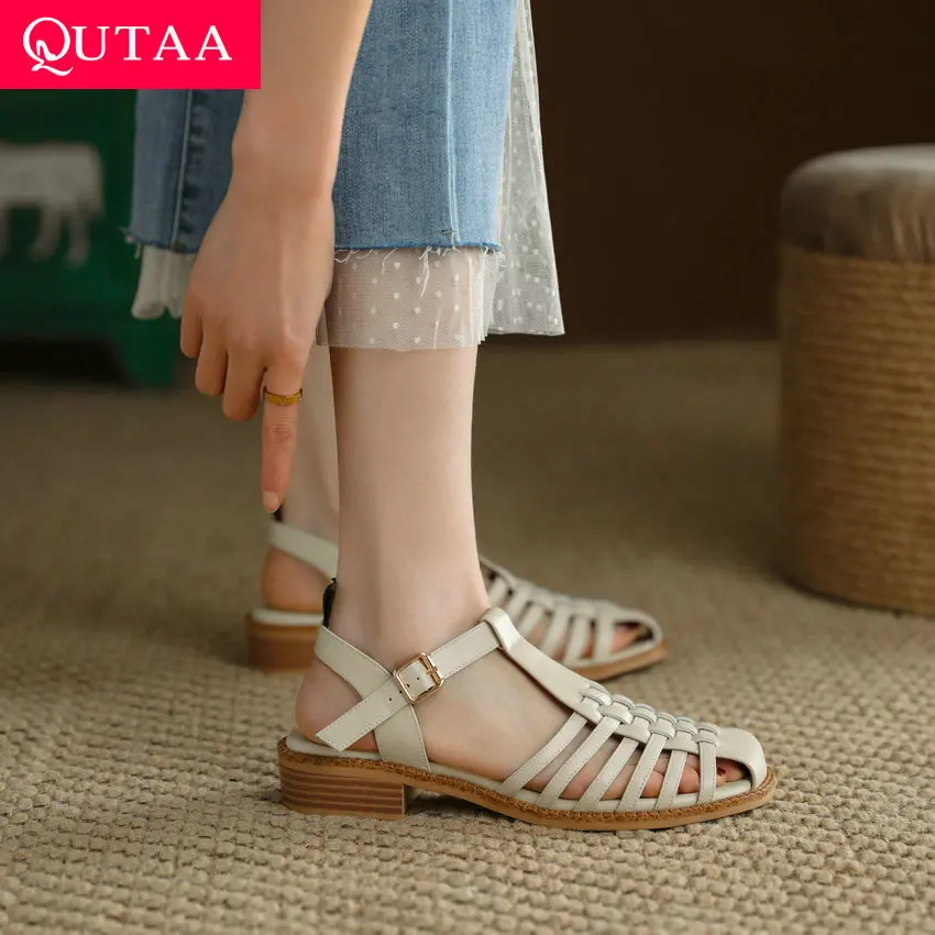 QUTAA 2023 Genuine Leather Women Sandals Spring Summer Casual Office Ladies Low Heels Gladiator Shoes Woman Size 34-40
QUTAA 2023 Genuine Leather Women Sandals Spring Summer Casual Office Ladies Low Heels Gladiator Shoes Woman Size 34-40
