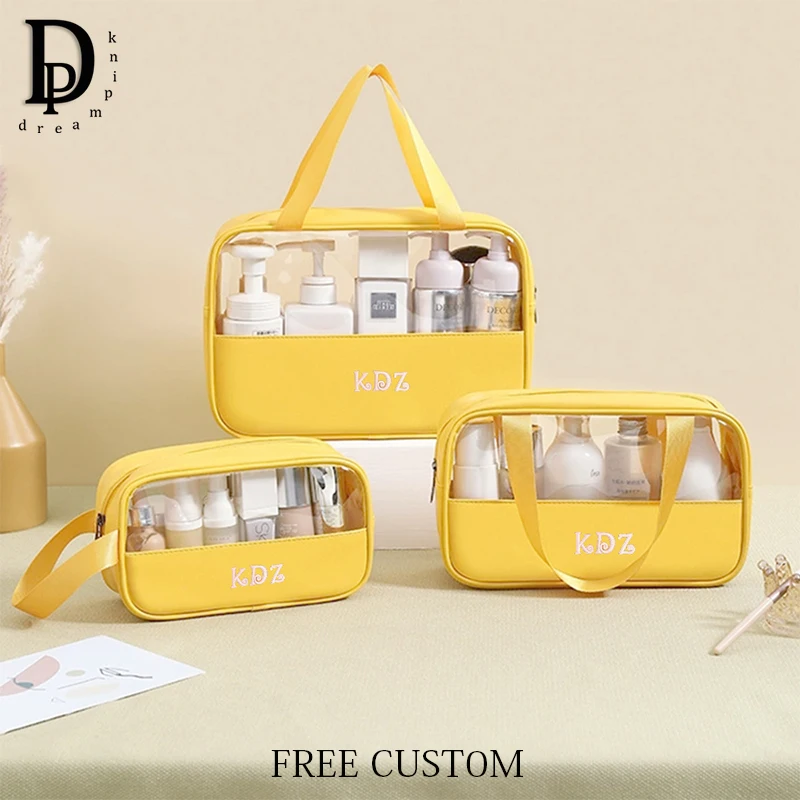 

Travel Portable Custom Letters Toiletry Bag Set Personalize Embroidery Name Waterproof Cosmetic Bag Large Capacity Make Up Bag
