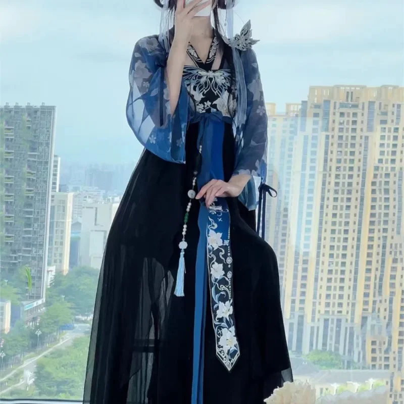 

Hanfu Lily Волшебная ночь вышивка Хань элемент подтяжки платье костюм