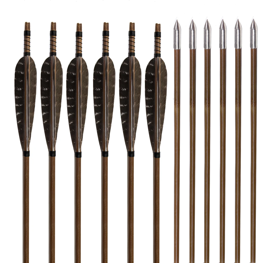 6/12pcs 33inch Archery Bamboo Arrows with 5Inches Turkey Feathers For Recurve Bow Traditional Bow Shooting Hunting Accessories
6/12pcs 33inch Archery Bamboo Arrows with 5Inches Turkey Feathers For Recurve Bow Traditional Bow Shooting Hunting Accessories