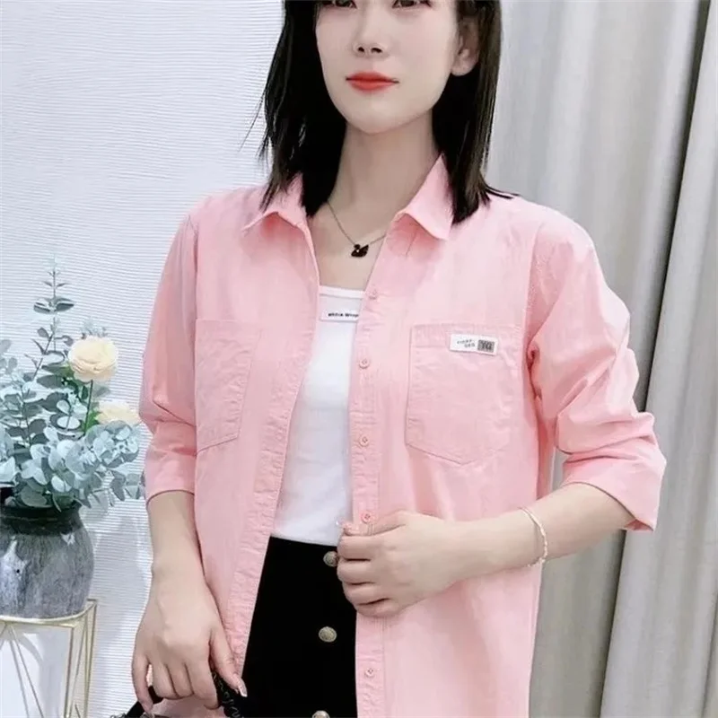 

Design sense Women Loose Fitting Long Sleeved Shirt Tops Coat 2024 Korean Female Versatile Long Sleeved Cardigan Blouse Jacket