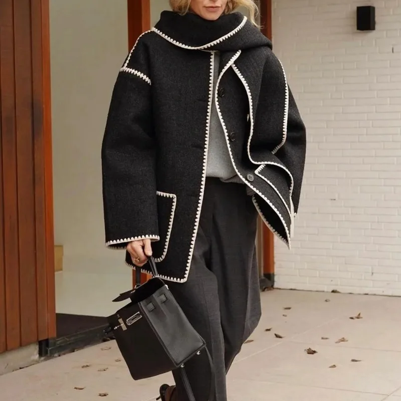 Woman Coat Lady Jacket Korean Dongdaemun High Quality Clothing French Style Fashion Scarf Collar Double-sided Woolen Overcoat
Woman Coat Lady Jacket Korean Dongdaemun High Quality Clothing French Style Fashion Scarf Collar Double-sided Woolen Overcoat
