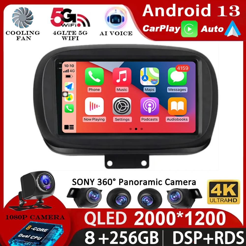 

2 Din Android 12 Car Radio For Fiat 500X 2014 - 2020 Multimedia Video Player GPS 4G Carplay Auto Stereo QLED IPS DVD Head Unit