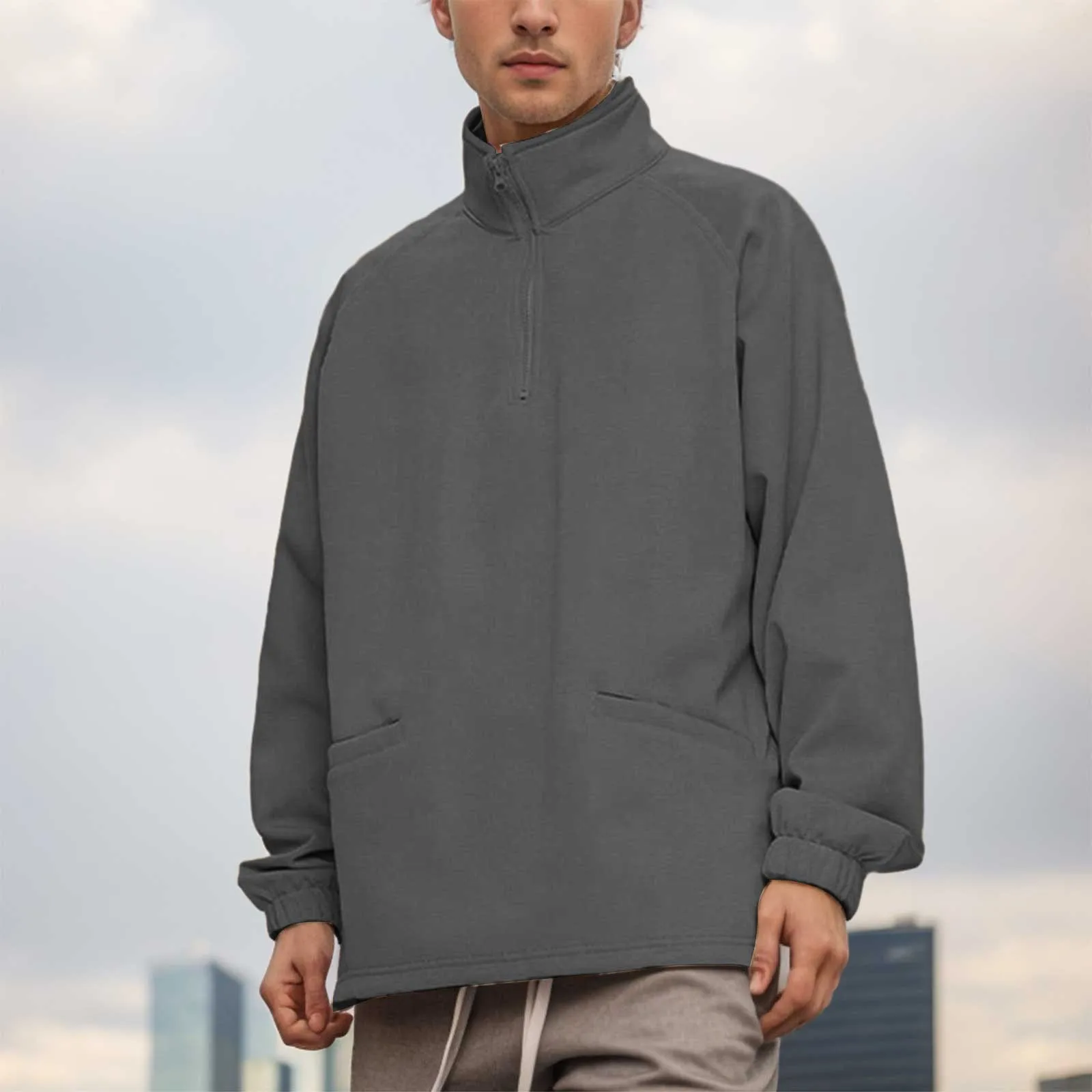 Male Simple Solid Color Hoodless Sweater Spring Autumn And Winter Hoodless Collar Half Zipper Long Sleeved Pocket Sweater
Male Simple Solid Color Hoodless Sweater Spring Autumn And Winter Hoodless Collar Half Zipper Long Sleeved Pocket Sweater