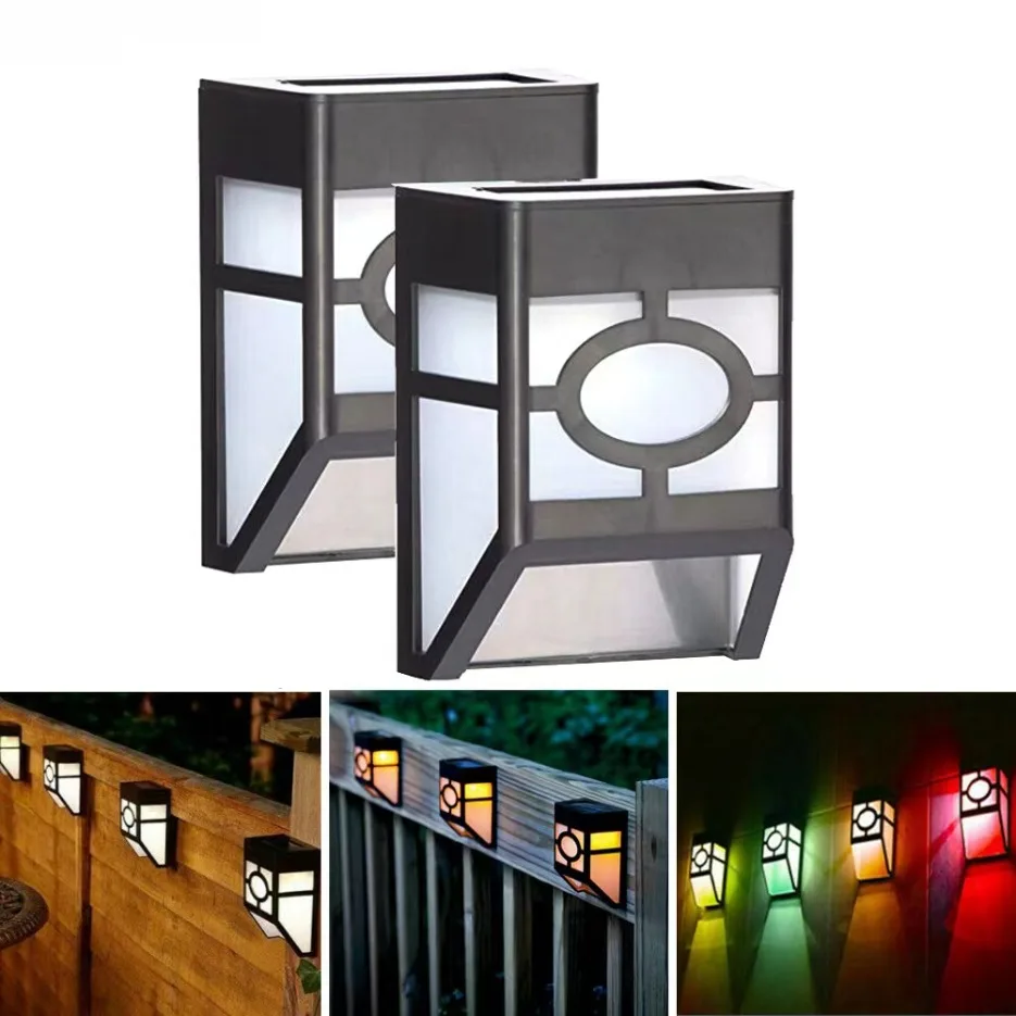 

Solar retro wall lamp fence lamp checkered lamp outdoor garden lamp balcony fence window pane lamp 2LED