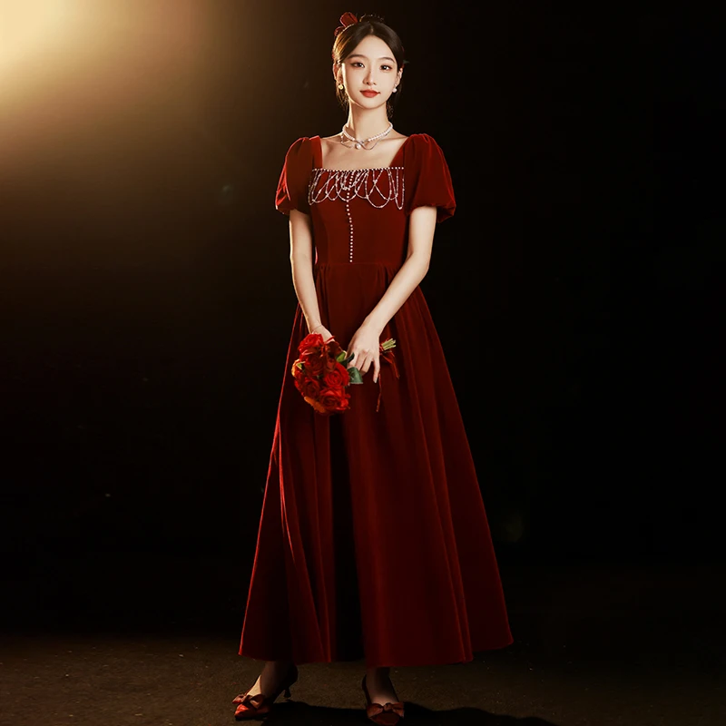 Evening Dress Burgundy Square Collar Floor Length Lace Up A-Line Short Sleeves Vintage Plus size Woman Formal Party Gowns XC051
Evening Dress Burgundy Square Collar Floor Length Lace Up A-Line Short Sleeves Vintage Plus size Woman Formal Party Gowns XC051