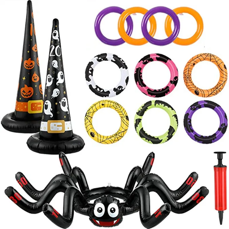 Halloween Decoration Inflatable Spider Hoop Witch Hat Balon Throwing Circle Game Kids Trick Or Treat Happy Halloween Party Decor
Halloween Decoration Inflatable Spider Hoop Witch Hat Balon Throwing Circle Game Kids Trick Or Treat Happy Halloween Party Decor