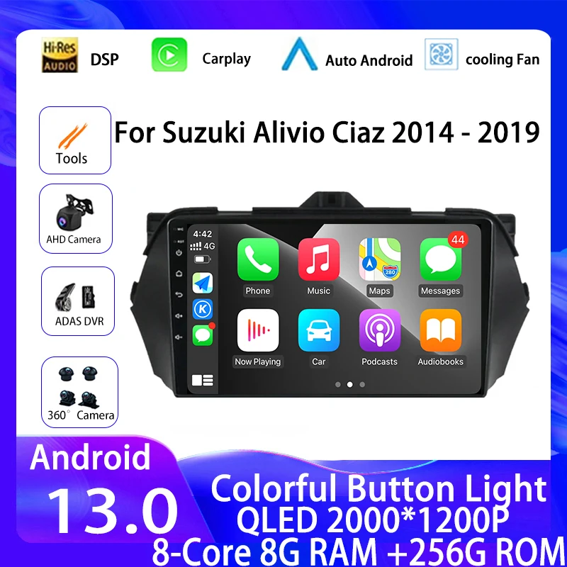Автомагнитола 2 Din, стерео Мультимедиа для Suzuki Alivio Ciaz 2014-2019, Android 13, видеоплеер, BT монитор, Carplay, Wi-Fi, 4G, DSP
Автомагнитола 2 Din, стерео Мультимедиа для Suzuki Alivio Ciaz 2014-2019, Android 13, видеоплеер, BT монитор, Carplay, Wi-Fi, 4G, DSP