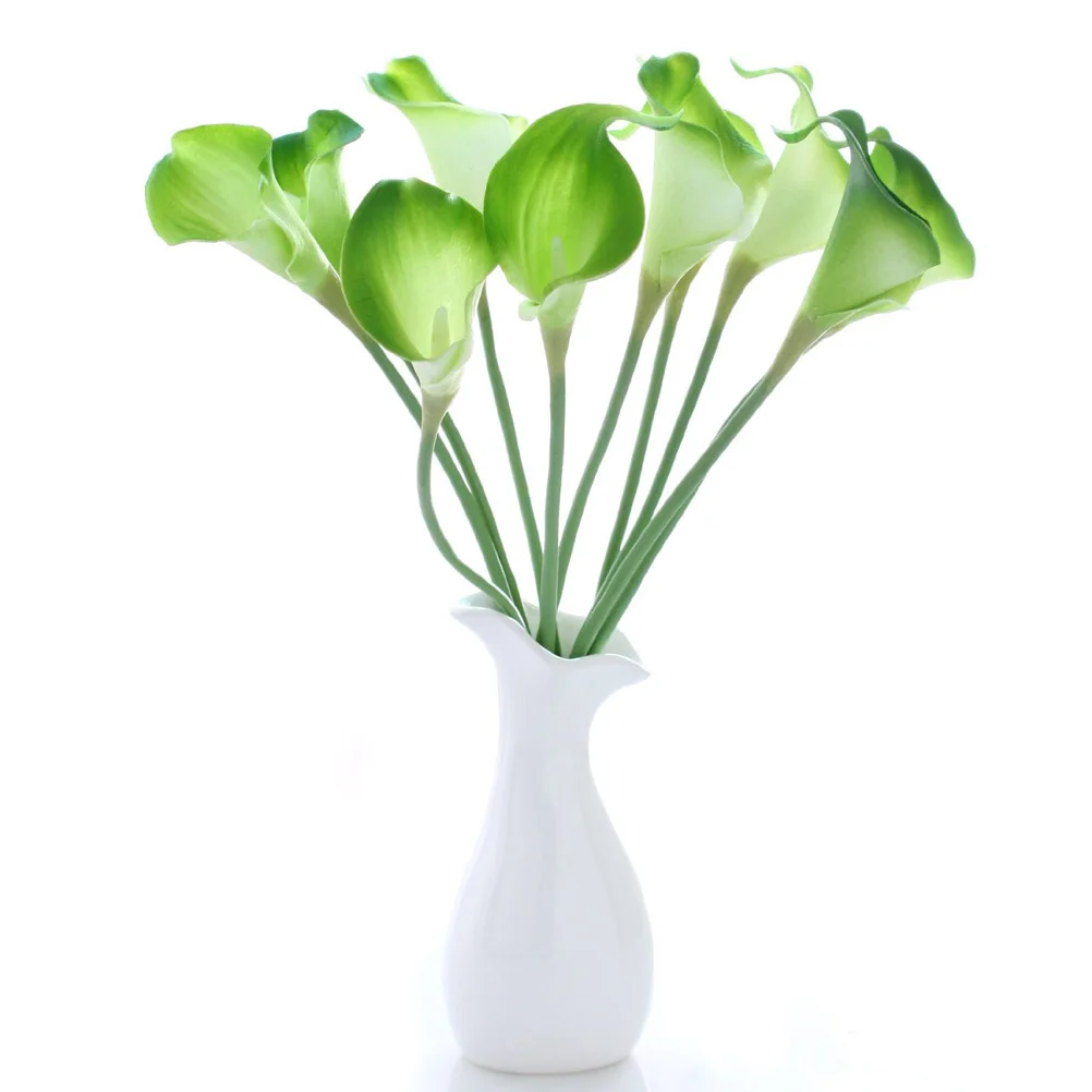 

Elegant Lifelike Real Touch Artificial PU Calla Lily Flower Bouquets Bridal Wedding Flower Bouquets (Green)