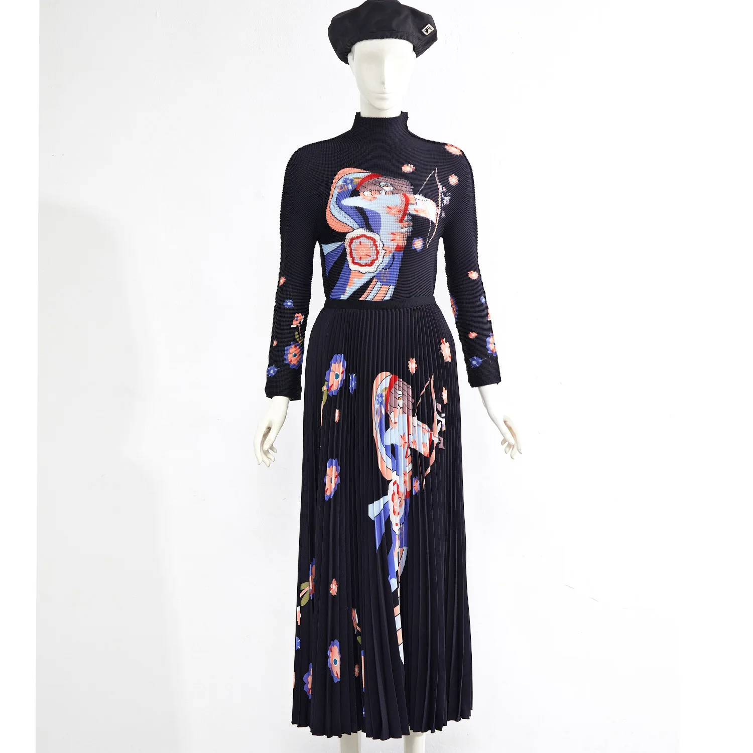 Fashion Two Piece Set For Women 2022 Autumn Print Miyake Pleated Suit Turtleneck Tee Top + Stretch Slimming Long Skirt Female
Fashion Two Piece Set For Women 2022 Autumn Print Miyake Pleated Suit Turtleneck Tee Top + Stretch Slimming Long Skirt Female